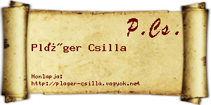 Pláger Csilla névjegykártya